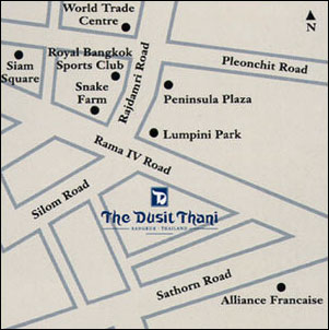 Dusit Thani Hotel, Bangkok - Map
