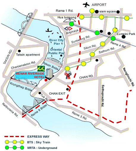 Menam Riverside Hotel, Bangkok - Map