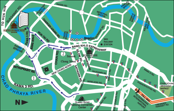 Montien Riverside Hotel, Bangkok - Map
