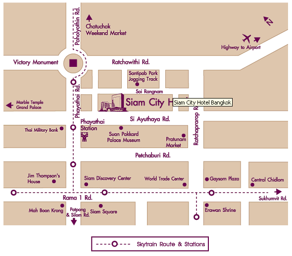 Siam City Hotel Bangkok - Map