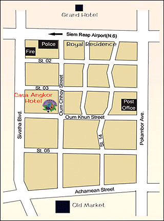 Casa Angkor Hotel, Siem Reap - Map