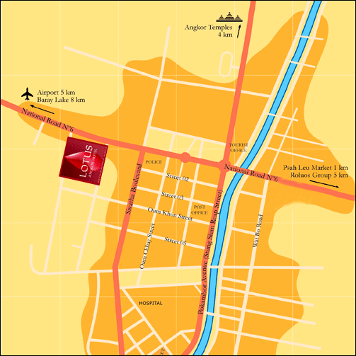 Lotus Angkor Hotel, Siem Reap - Map