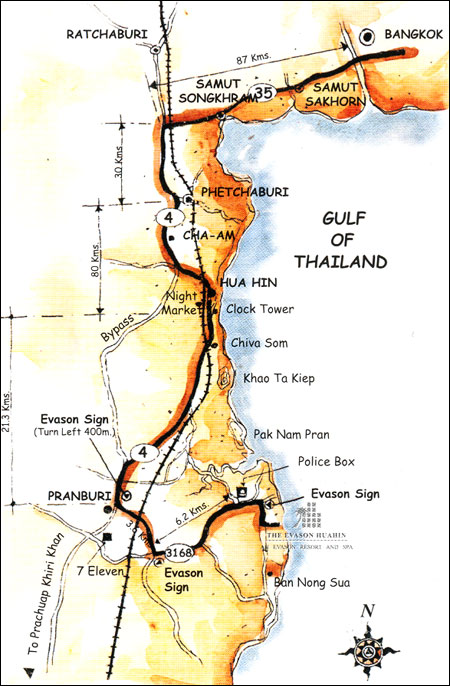 The Evason Hua Hin Resort and Spa - Map