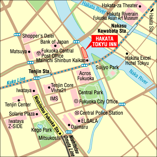 Hakata Tokyu Inn Hotel, Fukuoka - Map
