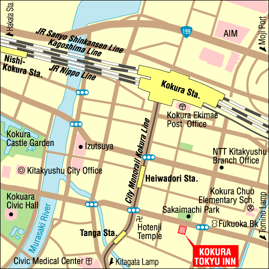 Kokura Tokyu Inn Hotel, Fukuoka - Map