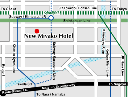 New Miyako Hotel Kyoto - Map
