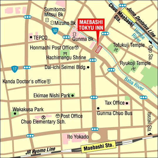 Maebashi Tokyu Inn Hotel - Map