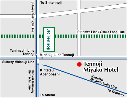 Tennoji Miyako Hotel Osaka - Map