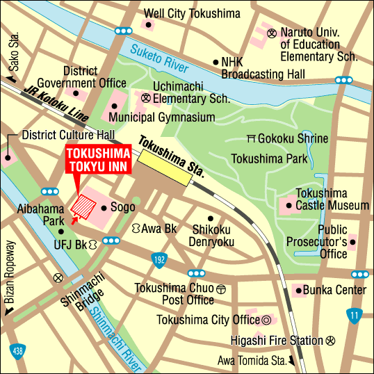 Tokushima Tokyu Inn Hotel - Map