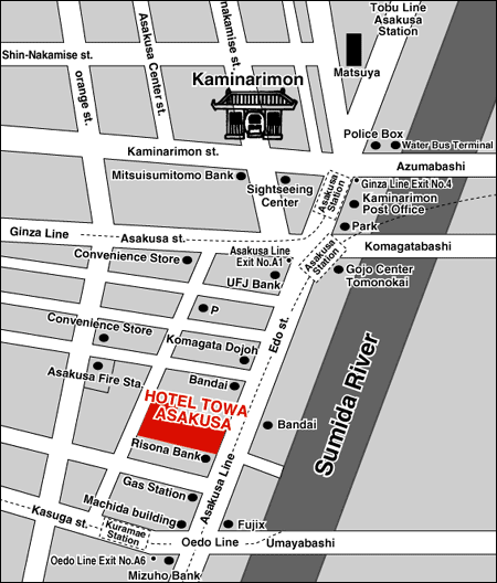 Asakusa Towa Hotel, Tokyo - Map