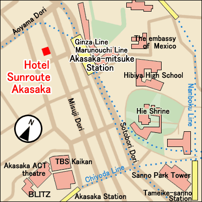 Hotel Sunroute Akasaka Tokyo - Map