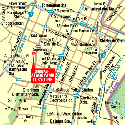 Shinbashi Atagoyama Tokyu Inn Tokyo - Map