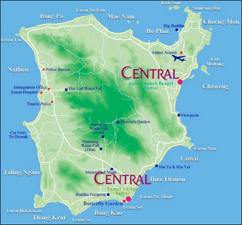 Central Samui Village - Location Map