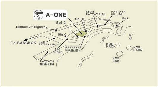 A-One The Royal Cruise Hotel, Pattaya - Map