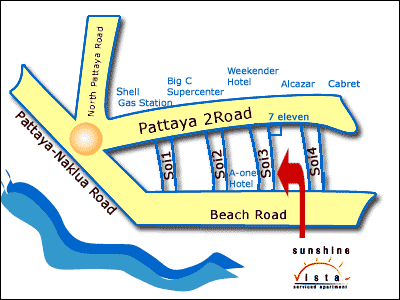 Sunshine Vista Serviced Apartment, Pattaya - Map