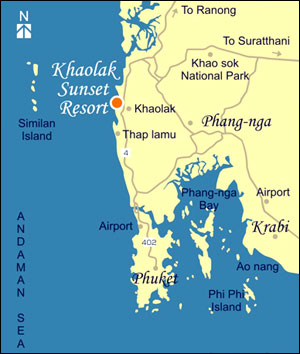 Khaolak Sunset Resort, Phang-nga, Map