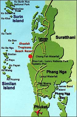 Khaolak Tropicana Beach Resort Phang Nga - Map