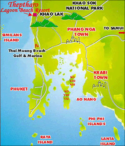 Theptharo Lagoon Beach Resort & Spa, Phang Nga - Map