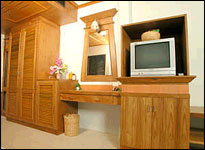 Blue Ocean Resort, Phuket - TV, fridge & wardrobe with safe