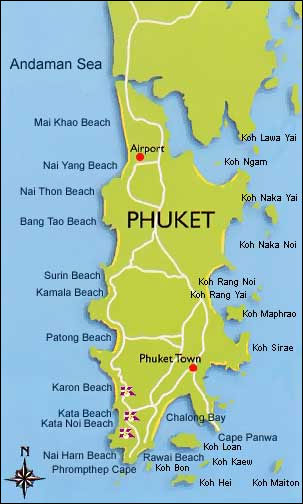 Kata Beach Resort Map, Phuket Thailand