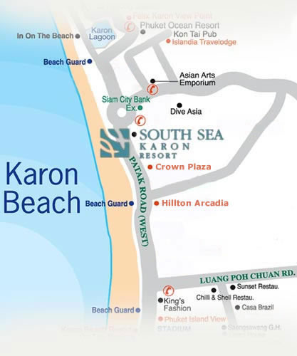 South Sea Resort Map, Phuket Thailand