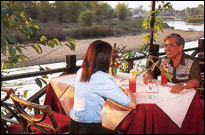 The delightful atmosphere of outdoor restaurant